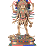 Pure Brass Kali Mata Idol with Stonework | 18" Four-Armed Divine Art | 9.5kg Sacred Masterpiece | Meenakari Beauty | Jaipurio